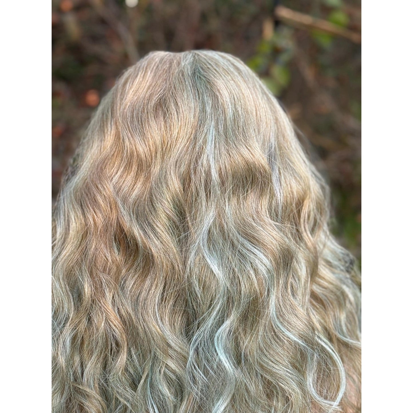 Blonde Cyan Balayage Loose Wavy Human Hair Blend Lace Front Wig Hand-Tied