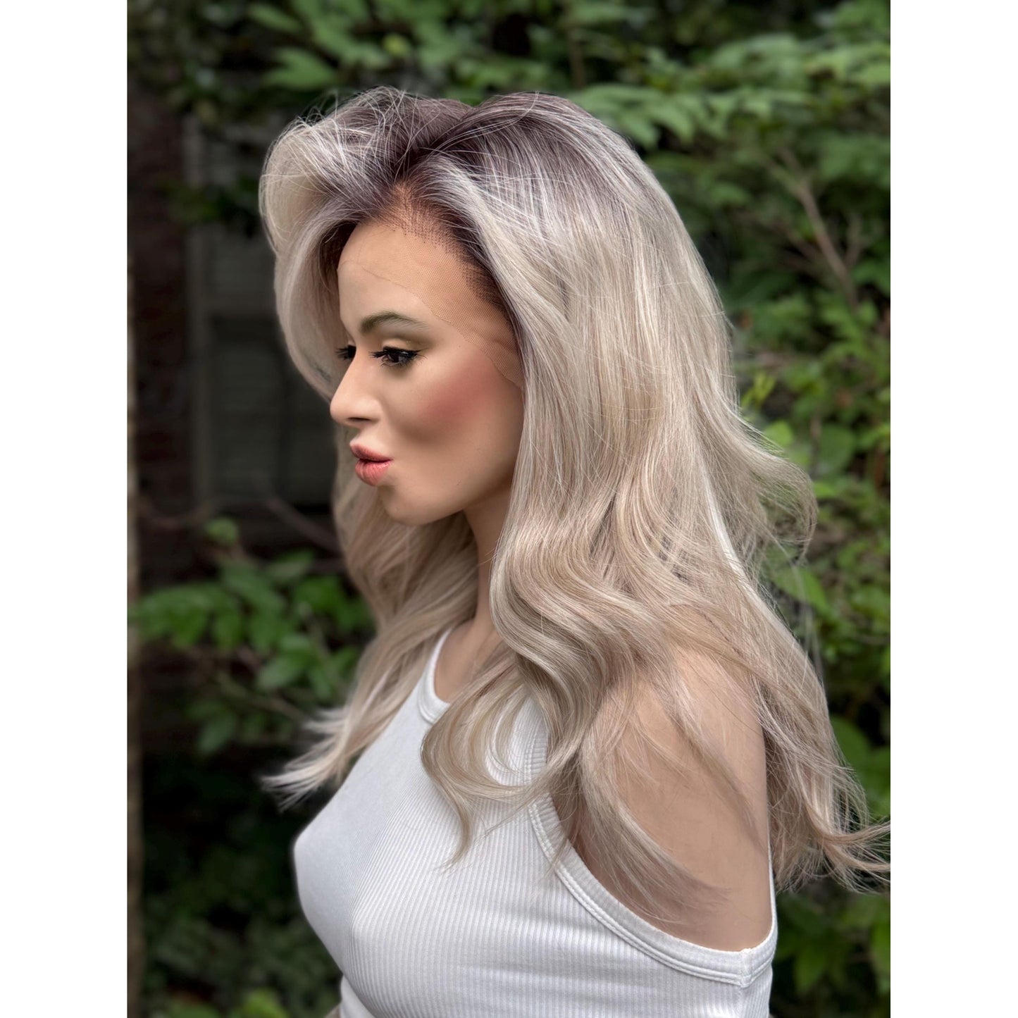 ROCHE Pearl Blonde Balayage Wig, Lace Front, 13x6 Hand-Tied, Human Hair Blend