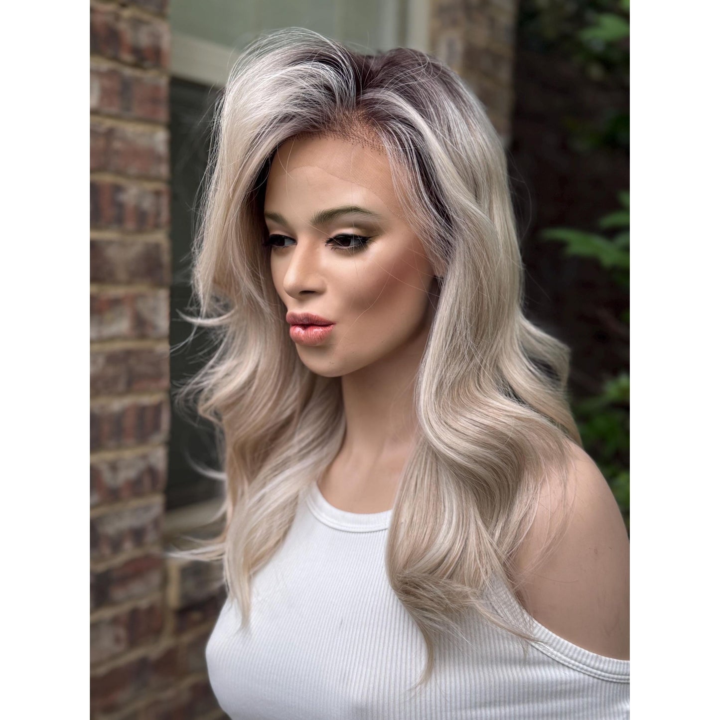 ROCHE Pearl Blonde Balayage Wig, Lace Front, 13x6 Hand-Tied, Human Hair Blend