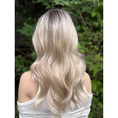 ROCHE Pearl Blonde Balayage Wig, Lace Front, 13x6 Hand-Tied, Human Hair Blend