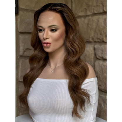 MILLY 100% Human Hair Wig | Brunette Mix, Honey Blonde Balayage | HD Invisible Transparent Lace Front | Bronde Hi-Light, Custom Made to Order