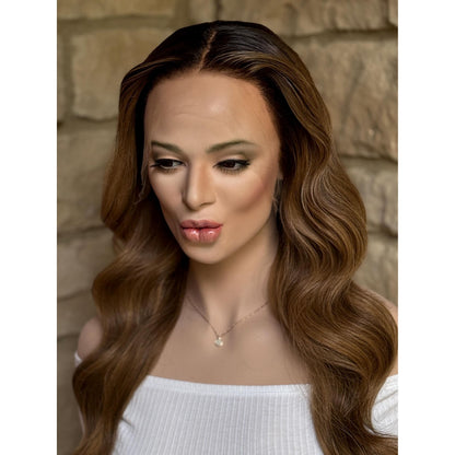 MILLY 100% Human Hair Wig | Brunette Mix, Honey Blonde Balayage | HD Invisible Transparent Lace Front | Bronde Hi-Light, Custom Made to Order