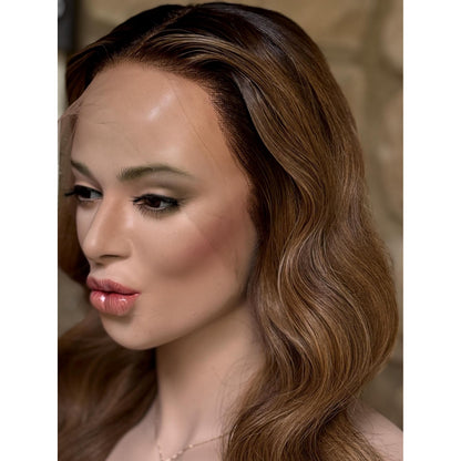 MILLY 100% Human Hair Wig | Brunette Mix, Honey Blonde Balayage | HD Invisible Transparent Lace Front | Bronde Hi-Light, Custom Made to Order