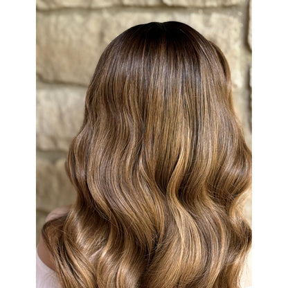 MILLY 100% Human Hair Wig | Brunette Mix, Honey Blonde Balayage | HD Invisible Transparent Lace Front | Bronde Hi-Light, Custom Made to Order