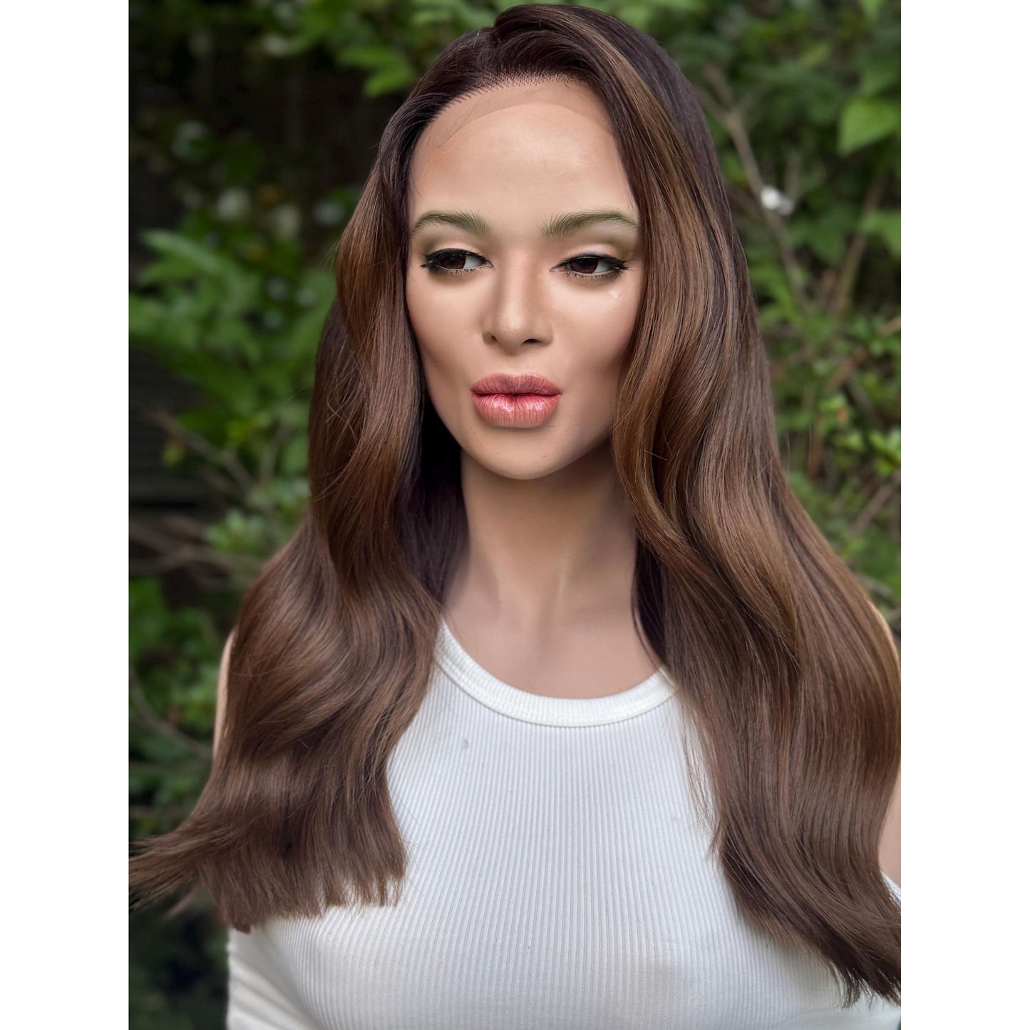 EMERY High Contrast Brown Toffee Melt Blonde Balayage Wig, Lace Front, 13x6 Hand-Tied, Human Hair Blend