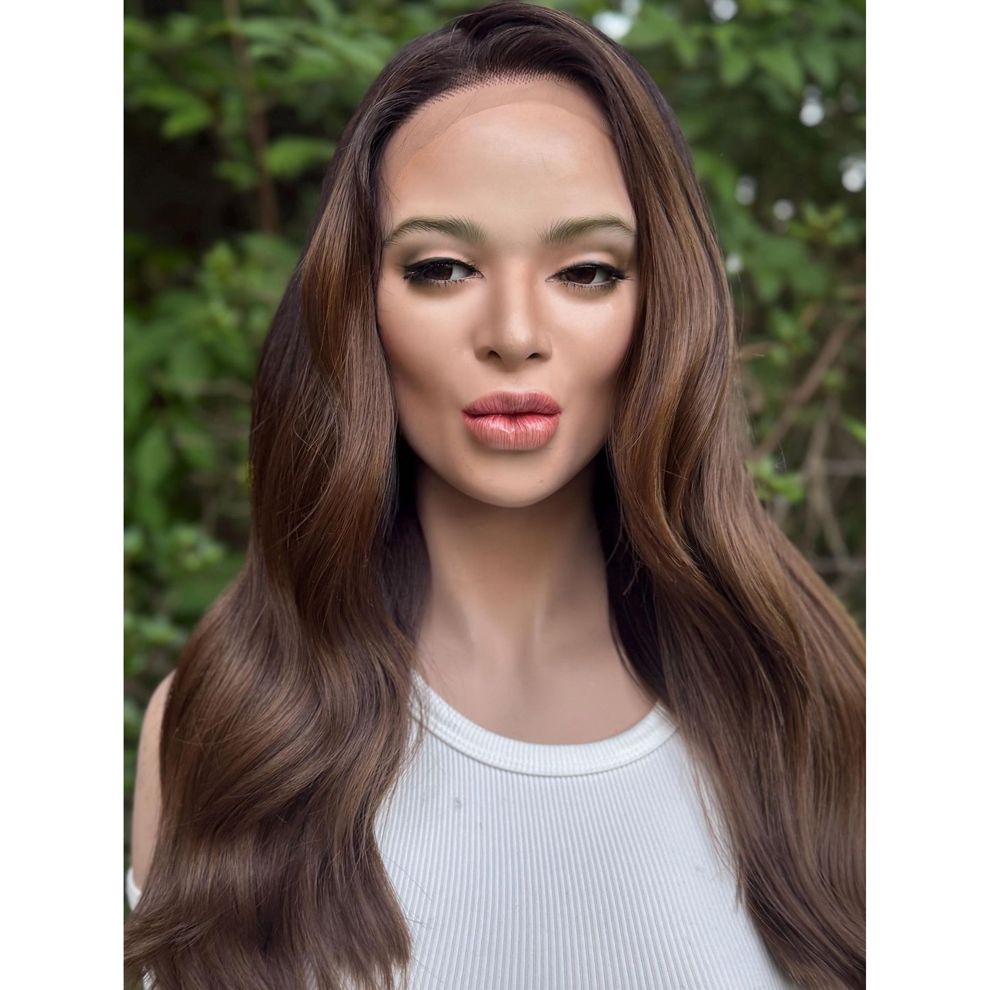 EMERY High Contrast Brown Toffee Melt Blonde Balayage Wig, Lace Front, 13x6 Hand-Tied, Human Hair Blend