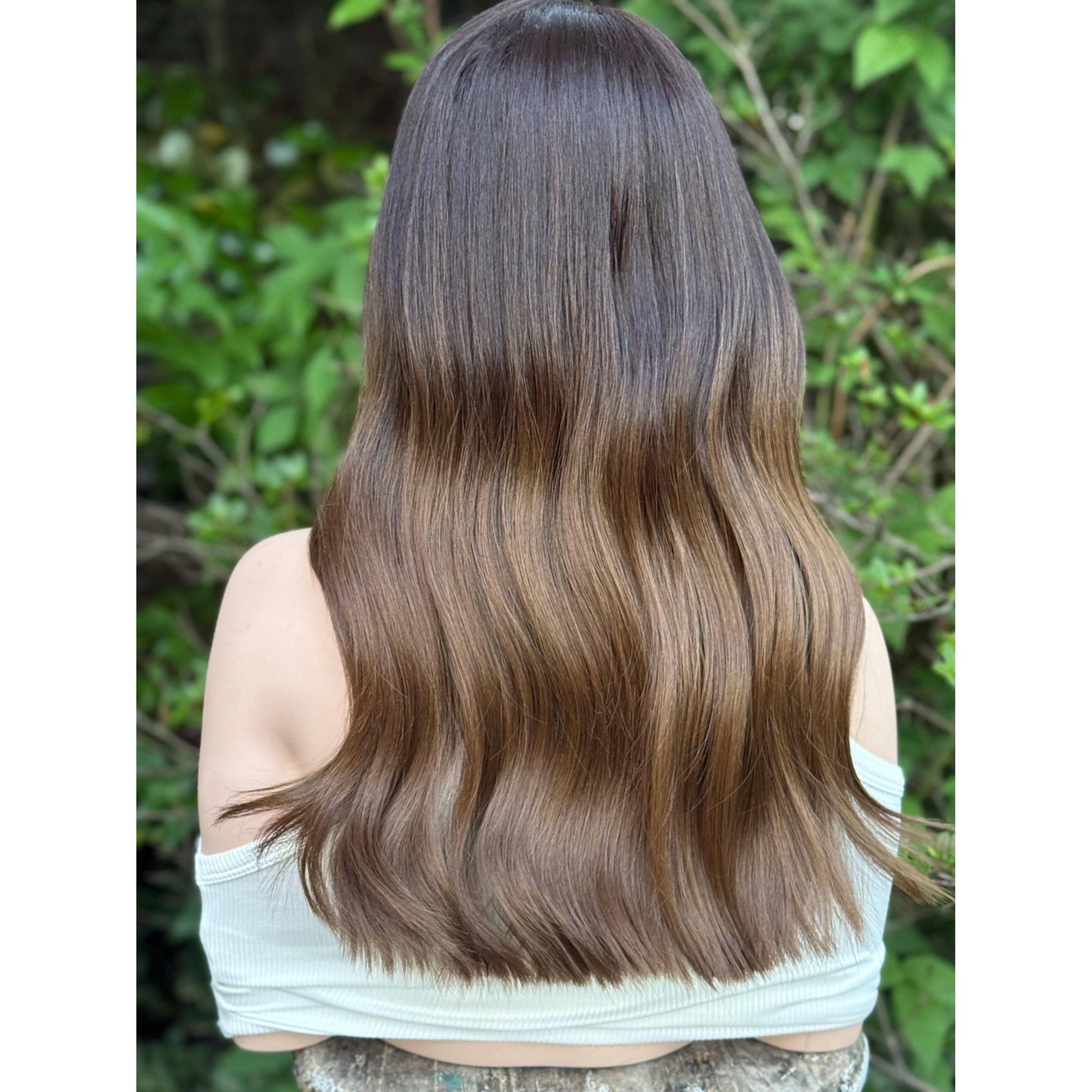 EMERY High Contrast Brown Toffee Melt Blonde Balayage Wig, Lace Front, 13x6 Hand-Tied, Human Hair Blend