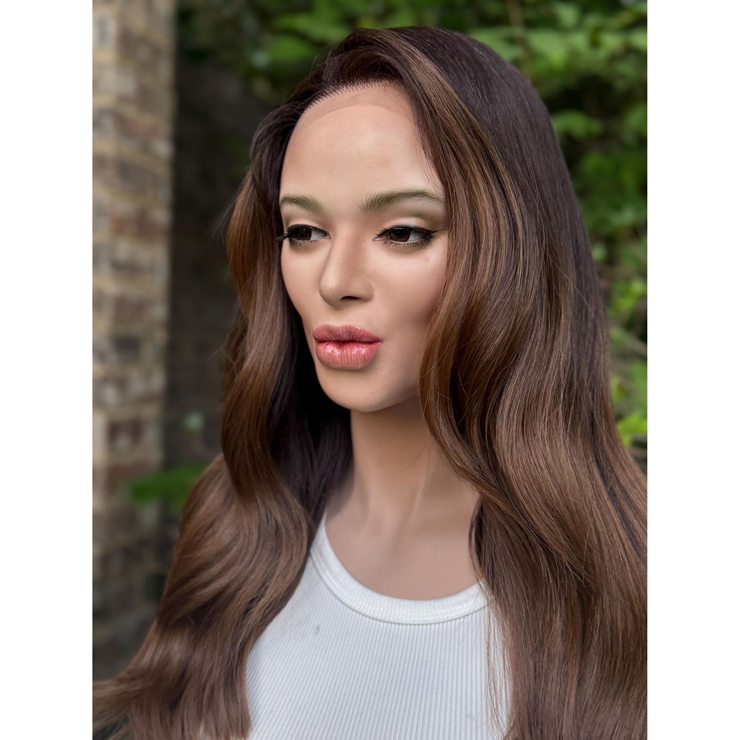 EMERY High Contrast Brown Toffee Melt Blonde Balayage Wig, Lace Front, 13x6 Hand-Tied, Human Hair Blend