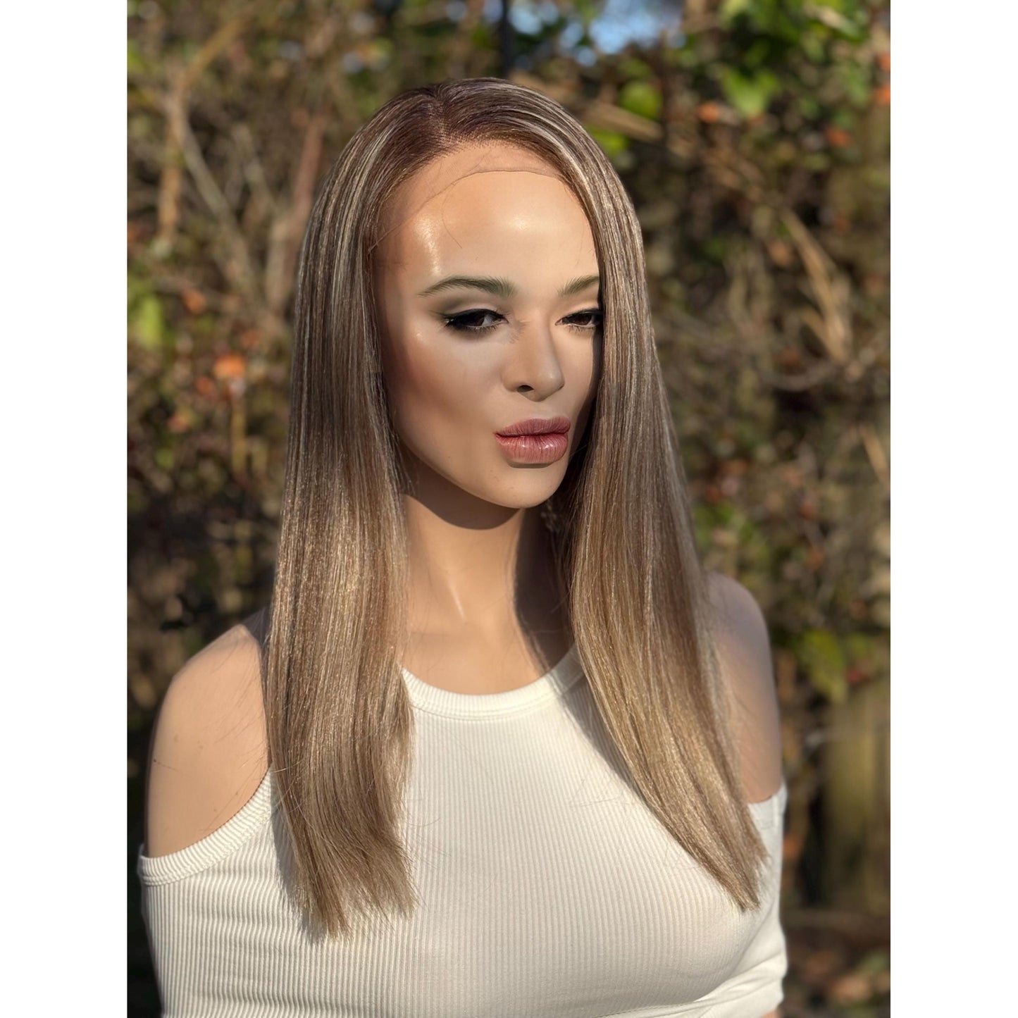 JUNE Vanilla Blonde Light Brown Mix Wig, Lace Front, 13x6 Hand-Tied, Human Hair Blend