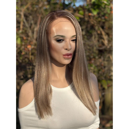 JUNE Vanilla Blonde Light Brown Mix Wig, Lace Front, 13x6 Hand-Tied, Human Hair Blend