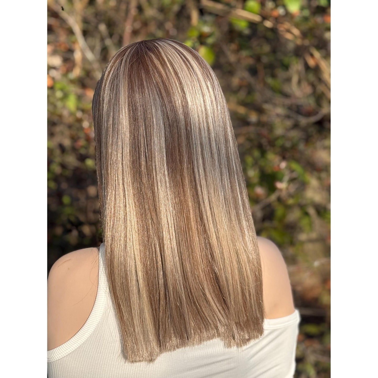 JUNE Vanilla Blonde Light Brown Mix Wig, Lace Front, 13x6 Hand-Tied, Human Hair Blend