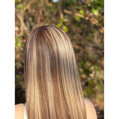 JUNE Vanilla Blonde Light Brown Mix Wig, Lace Front, 13x6 Hand-Tied, Human Hair Blend