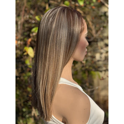 JUNE Vanilla Blonde Light Brown Mix Wig, Lace Front, 13x6 Hand-Tied, Human Hair Blend