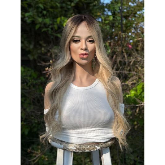 LIVELY Human Hair Topper | 8x8 Base with 4x4 Silk Top | Blonde Balayage | 18" Length | Natural Density, Custom Made to Order