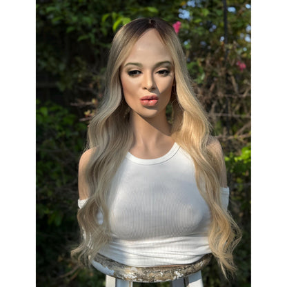 LIVELY Human Hair Topper | 8x8 Base with 4x4 Silk Top | Blonde Balayage | 18" Length | Natural Density, Custom Made to Order