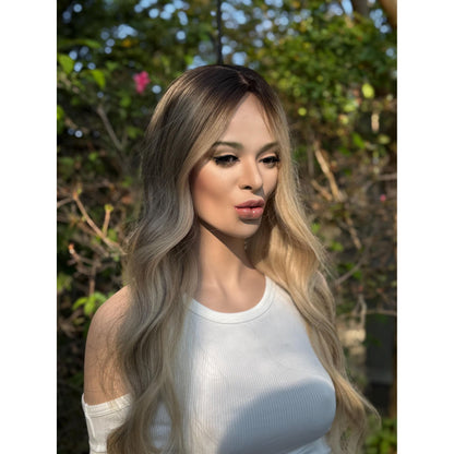 LIVELY Human Hair Topper | 8x8 Base with 4x4 Silk Top | Blonde Balayage | 18" Length | Natural Density, Custom Made to Order
