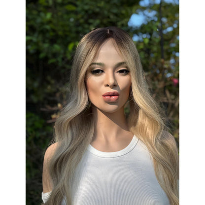 LIVELY Human Hair Topper | 8x8 Base with 4x4 Silk Top | Blonde Balayage | 18" Length | Natural Density, Custom Made to Order