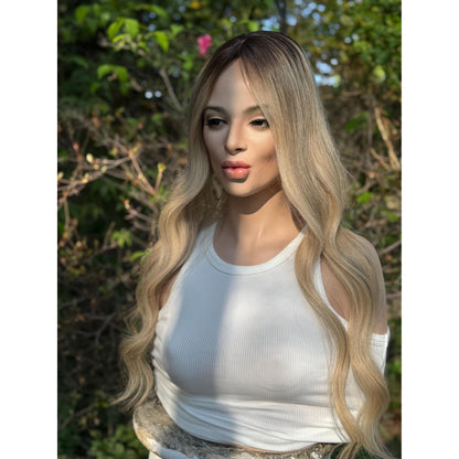 LIVELY Human Hair Topper | 8x8 Base with 4x4 Silk Top | Blonde Balayage | 18" Length | Natural Density, Custom Made to Order