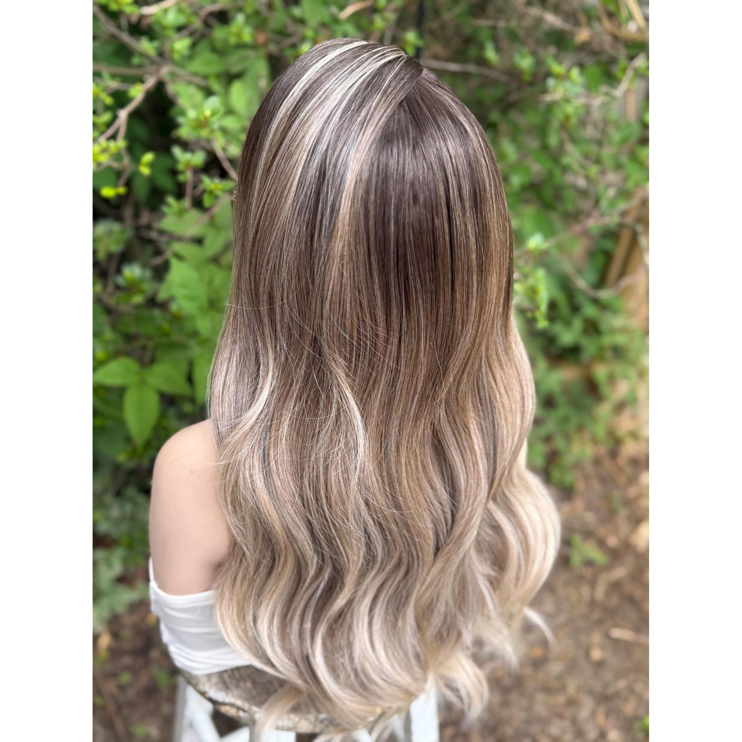 HARLEIGH Ashy Cool Tone Latte Blonde Balayage Wig, Lace Front, 13x4 Hand-Tied, Human Hair Blend