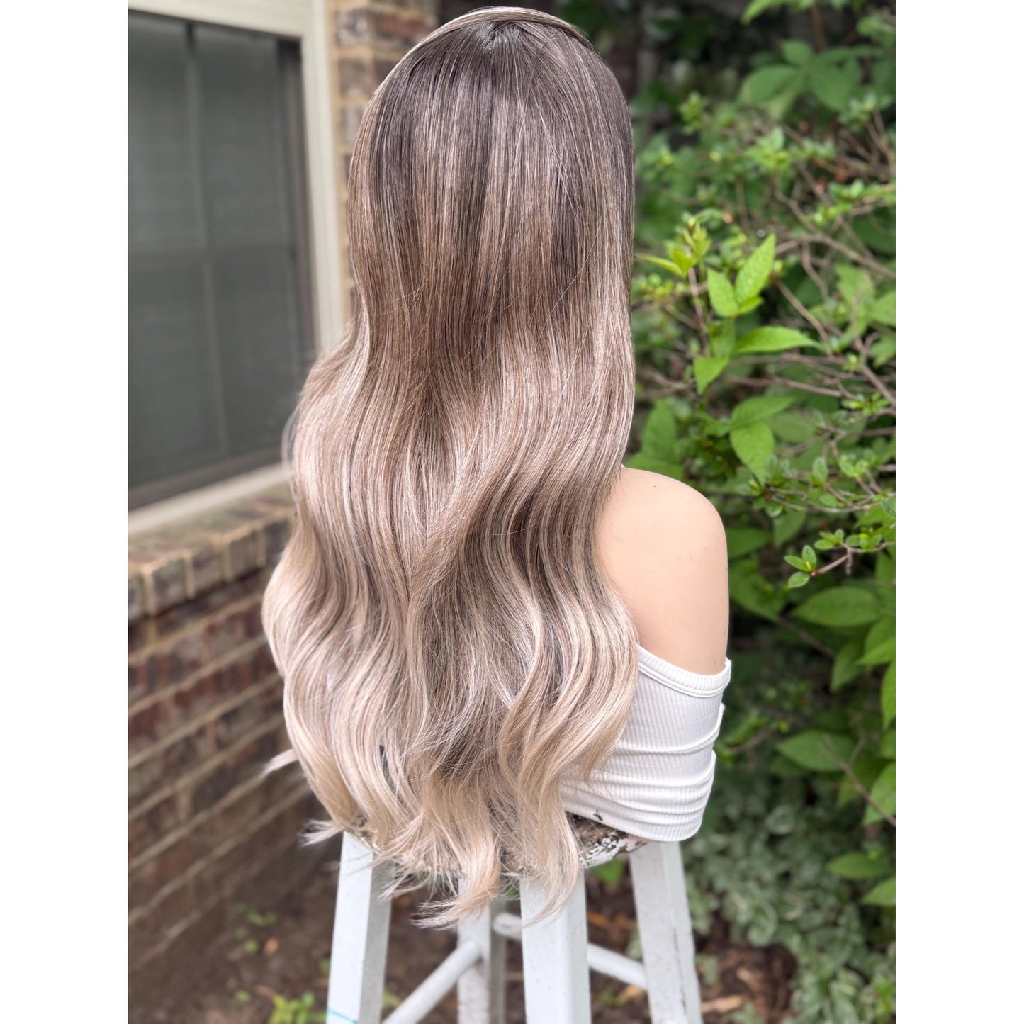 HARLEIGH Ashy Cool Tone Latte Blonde Balayage Wig, Lace Front, 13x4 Hand-Tied, Human Hair Blend