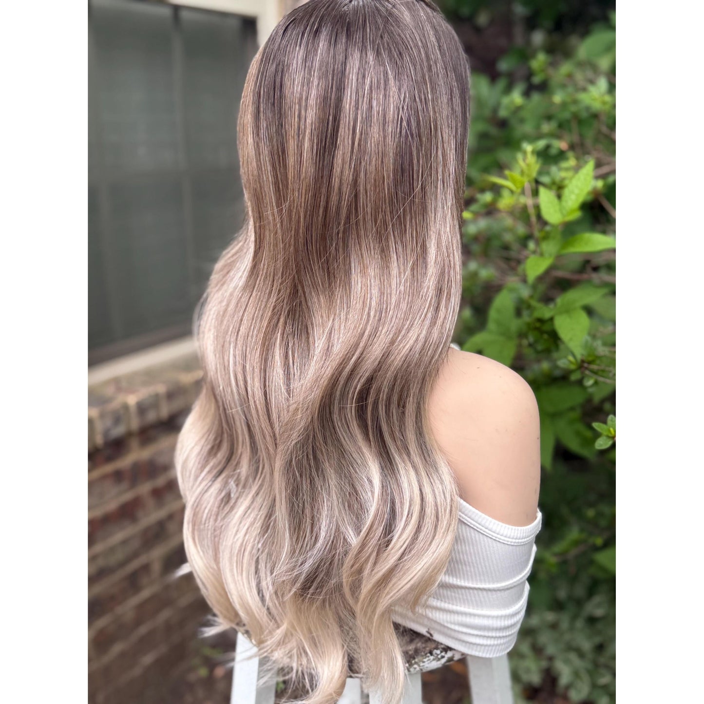 HARLEIGH Ashy Cool Tone Latte Blonde Balayage Wig, Lace Front, 13x4 Hand-Tied, Human Hair Blend