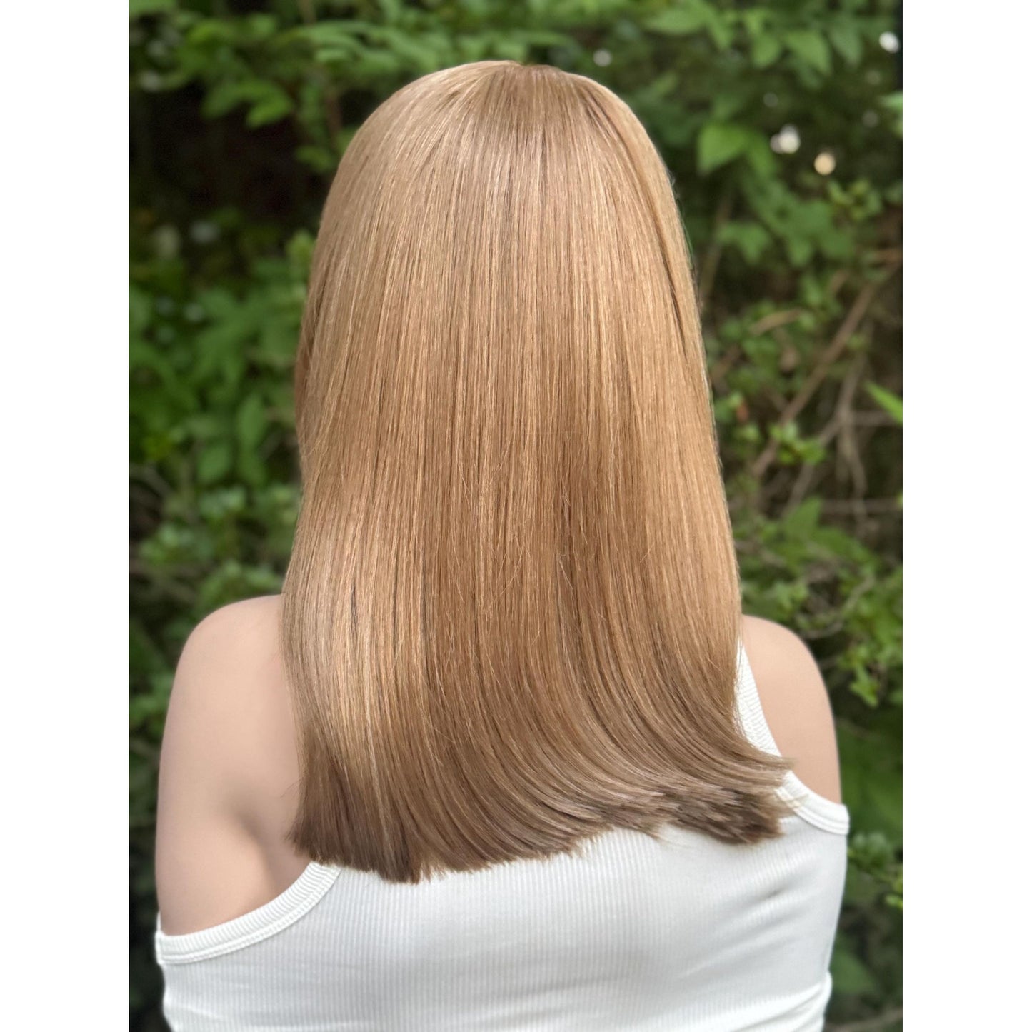 UMA Sandy Blonde Bob Wig | 16" Layered Human Hair Blend, HD Lace Front (Free Part)