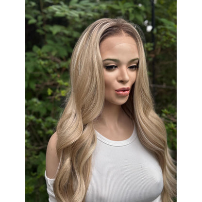 HEATHER RAE Rooted Sugar Cookie Blonde Wig, Lace Front, 13x4 Hand-Tied, Human Hair Blend