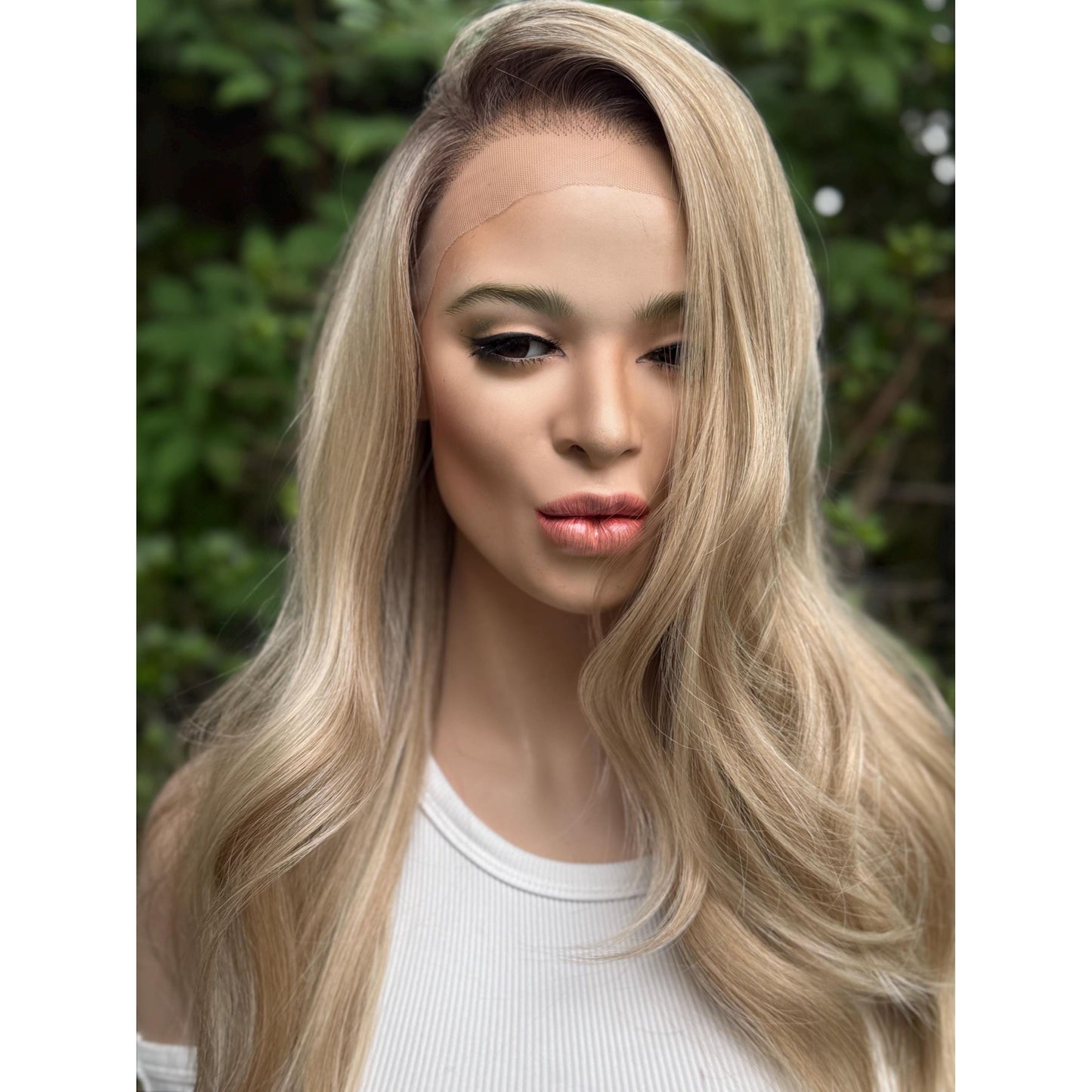 HEATHER RAE Rooted Sugar Cookie Blonde Wig, Lace Front, 13x4 Hand-Tied, Human Hair Blend