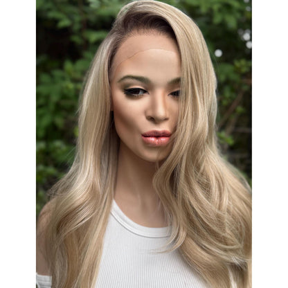 HEATHER RAE Rooted Sugar Cookie Blonde Wig, Lace Front, 13x4 Hand-Tied, Human Hair Blend