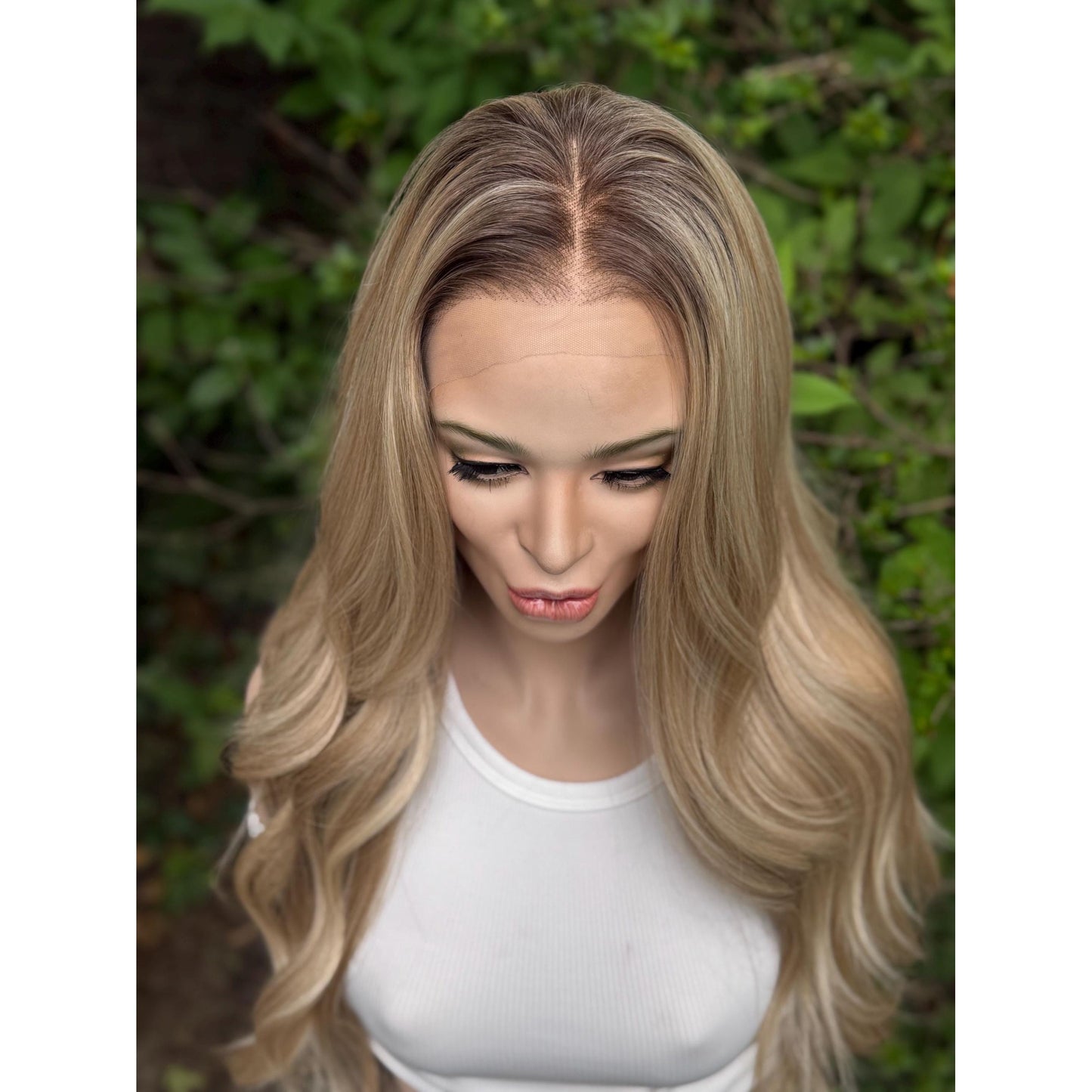 HEATHER RAE Rooted Sugar Cookie Blonde Wig, Lace Front, 13x4 Hand-Tied, Human Hair Blend