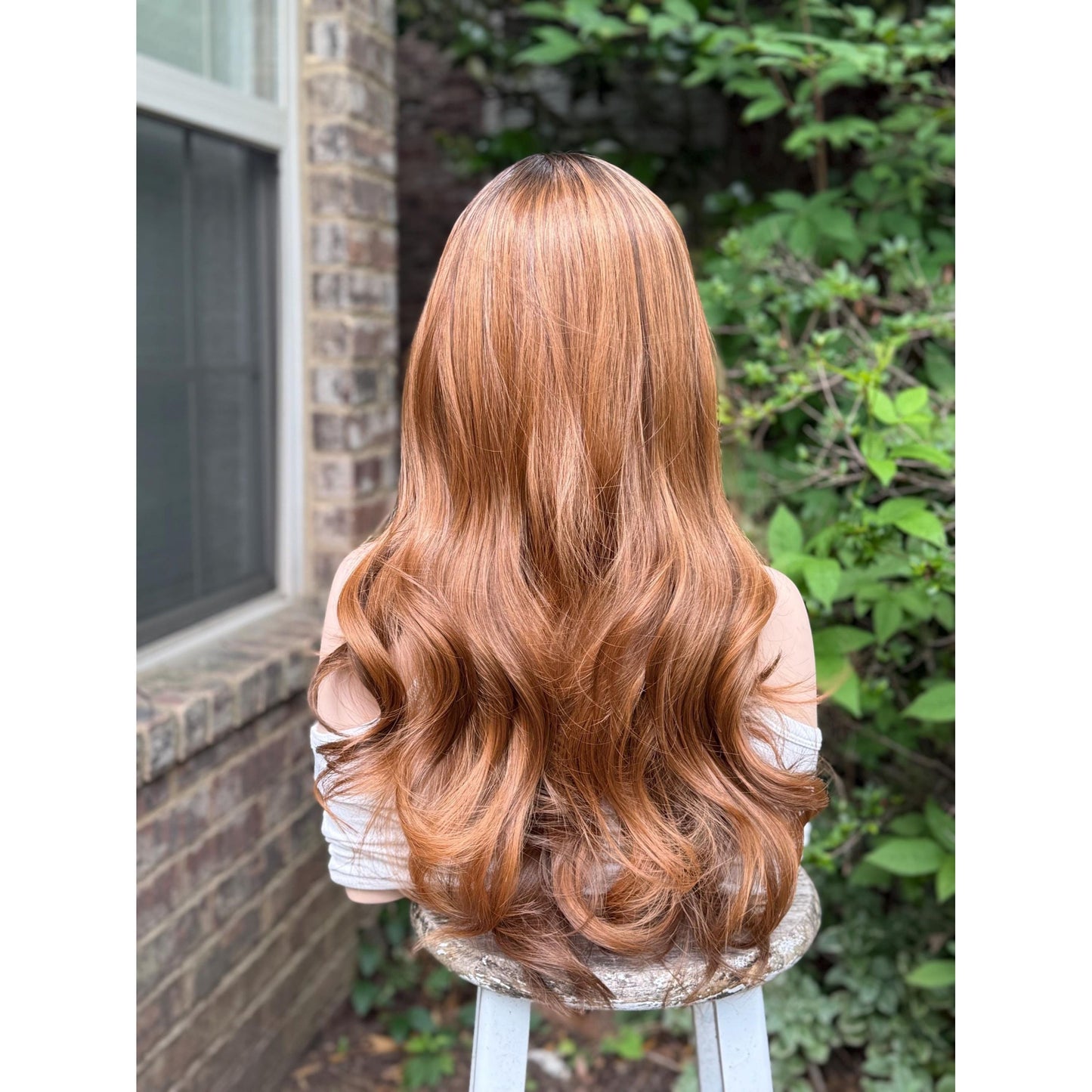 ADRIENA Burnt Cinnamon Copper Brown Balayage Wig, Lace Front, 13x4 Hand-Tied, Human Hair Blend
