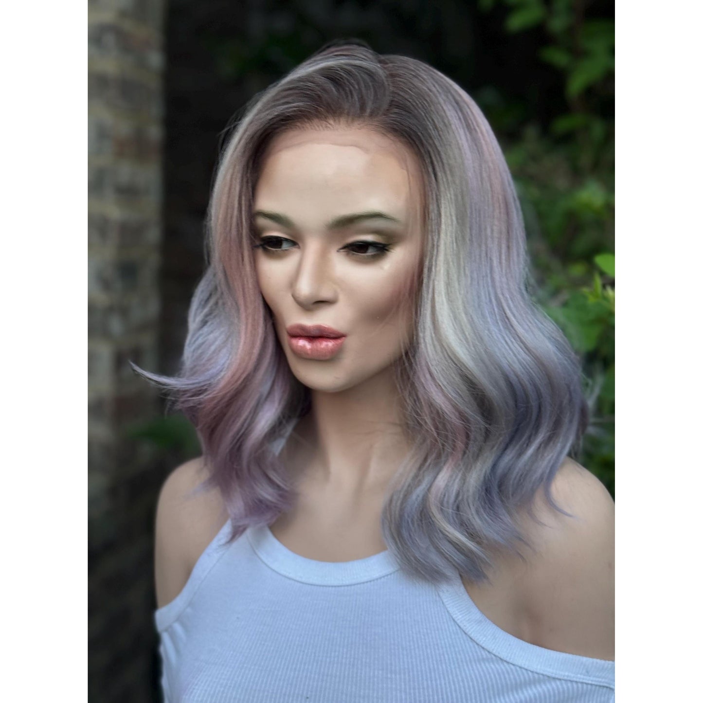 DREAMCATCHER Pastel Purple Pink Blue Balayage Wig, Lace Front, 13x4 Hand-Tied, Human Hair Blend