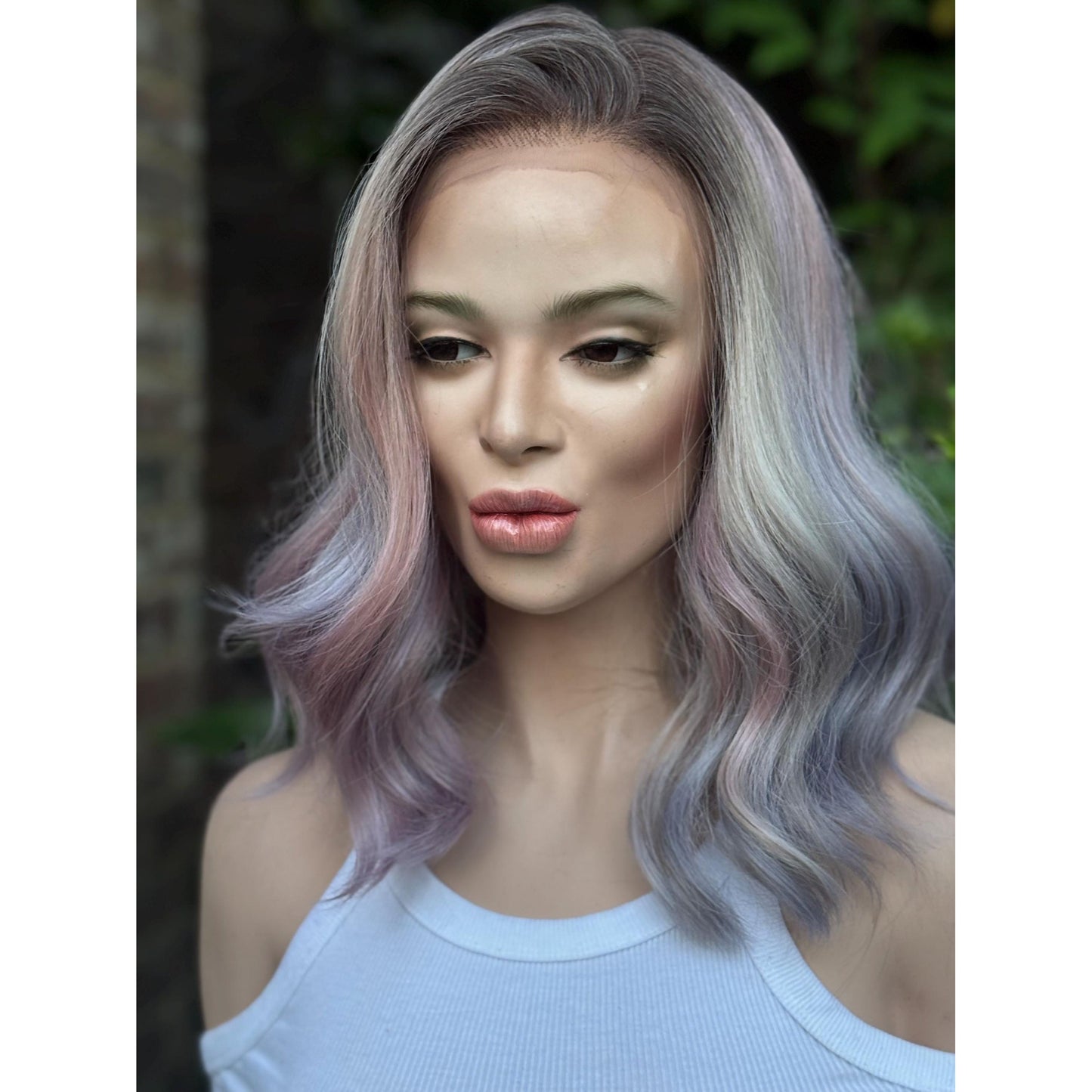 DREAMCATCHER Pastel Purple Pink Blue Balayage Wig, Lace Front, 13x4 Hand-Tied, Human Hair Blend