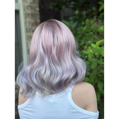 DREAMCATCHER Pastel Purple Pink Blue Balayage Wig, Lace Front, 13x4 Hand-Tied, Human Hair Blend