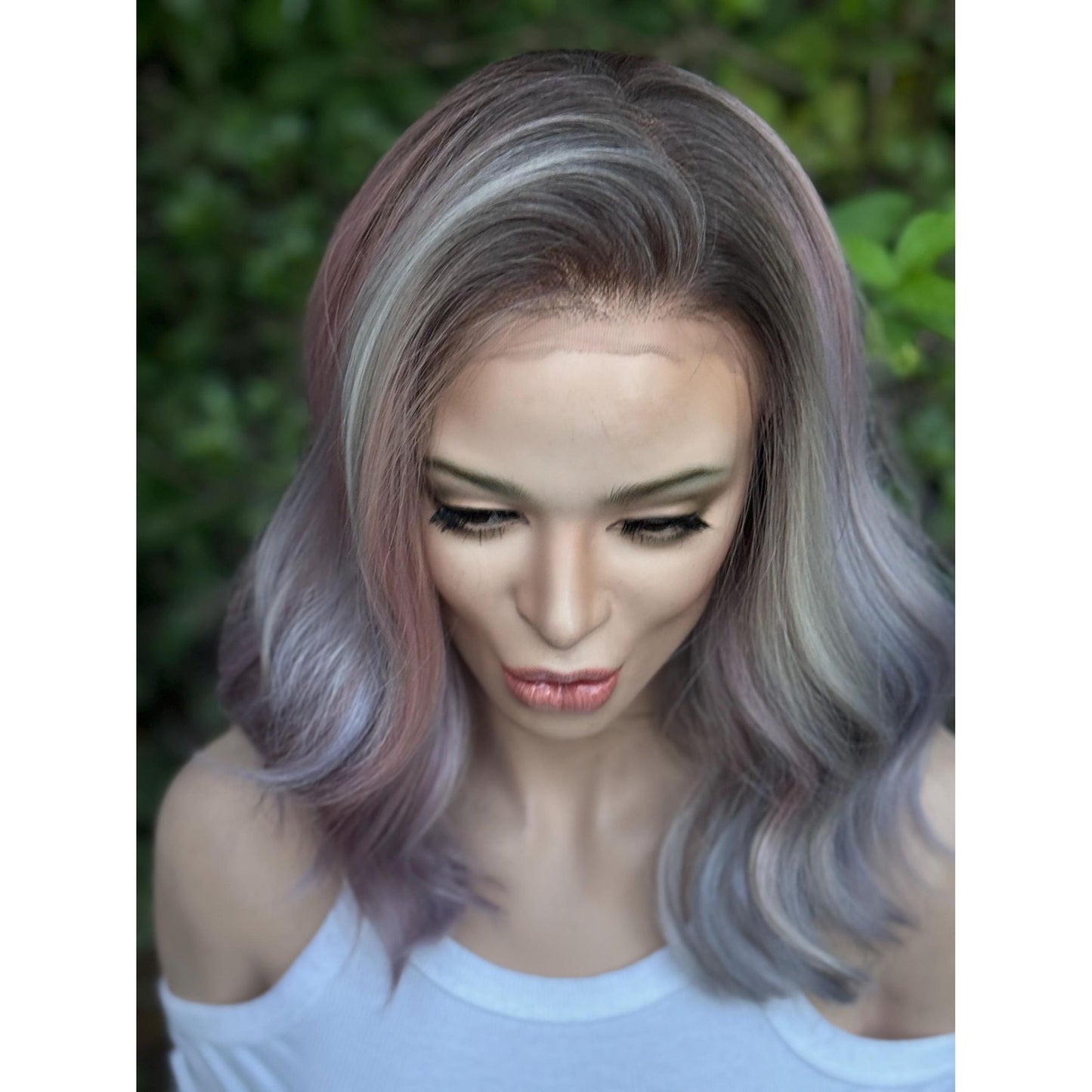 DREAMCATCHER Pastel Purple Pink Blue Balayage Wig, Lace Front, 13x4 Hand-Tied, Human Hair Blend