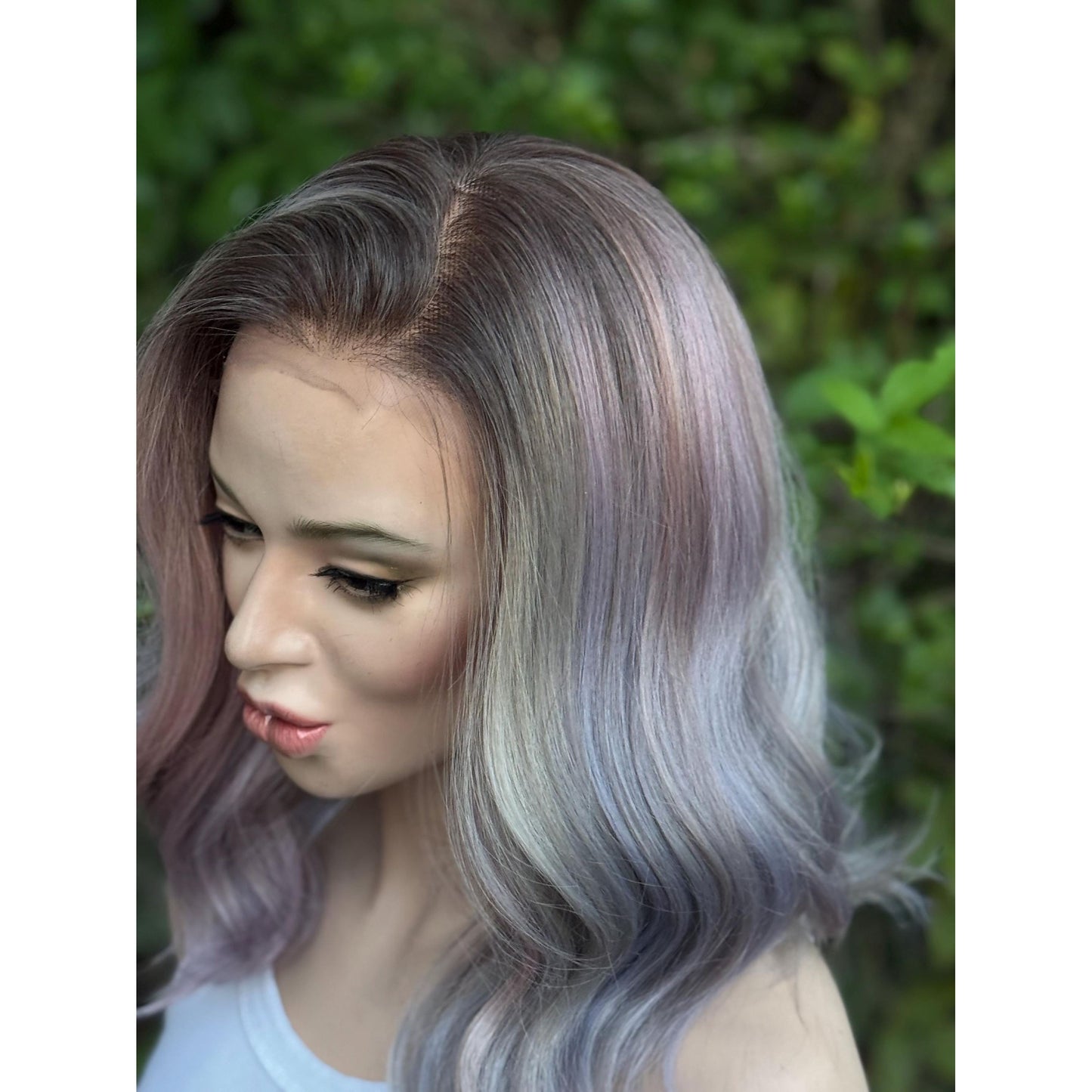 DREAMCATCHER Pastel Purple Pink Blue Balayage Wig, Lace Front, 13x4 Hand-Tied, Human Hair Blend