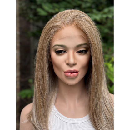 WRENLEY Champagne Sandy Blonde Wig, Lace Front, 13x6 Hand-Tied, Human Hair Blend