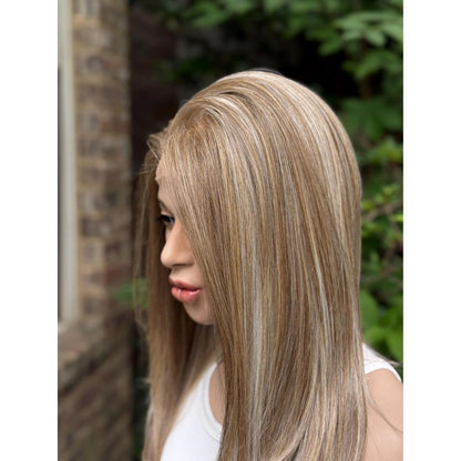 WRENLEY Champagne Sandy Blonde Wig, Lace Front, 13x6 Hand-Tied, Human Hair Blend