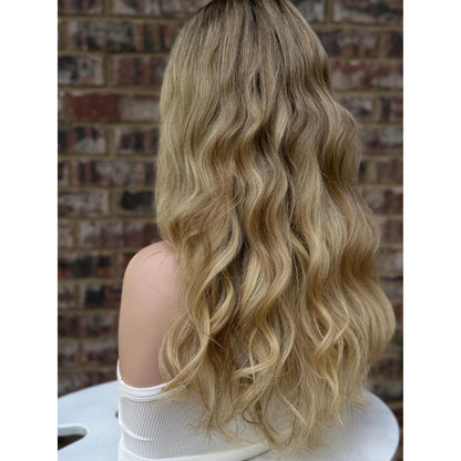 LAUREN Human Hair Blonde Natural Ash Brown Balayage Wig | HD Invisible Transparent Lace Front | 18 inch | Natural Density, Custom Made to Order