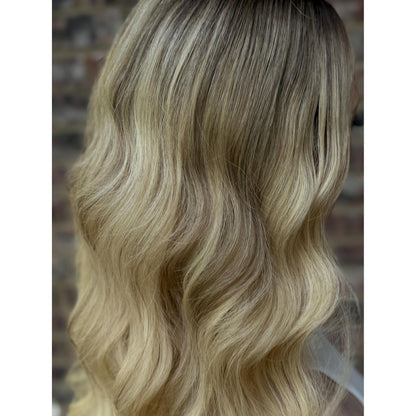 LAUREN Human Hair Blonde Natural Ash Brown Balayage Wig | HD Invisible Transparent Lace Front | 18 inch | Natural Density, Custom Made to Order