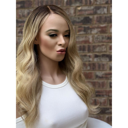 LAUREN Human Hair Blonde Natural Ash Brown Balayage Wig | HD Invisible Transparent Lace Front | 18 inch | Natural Density, Custom Made to Order