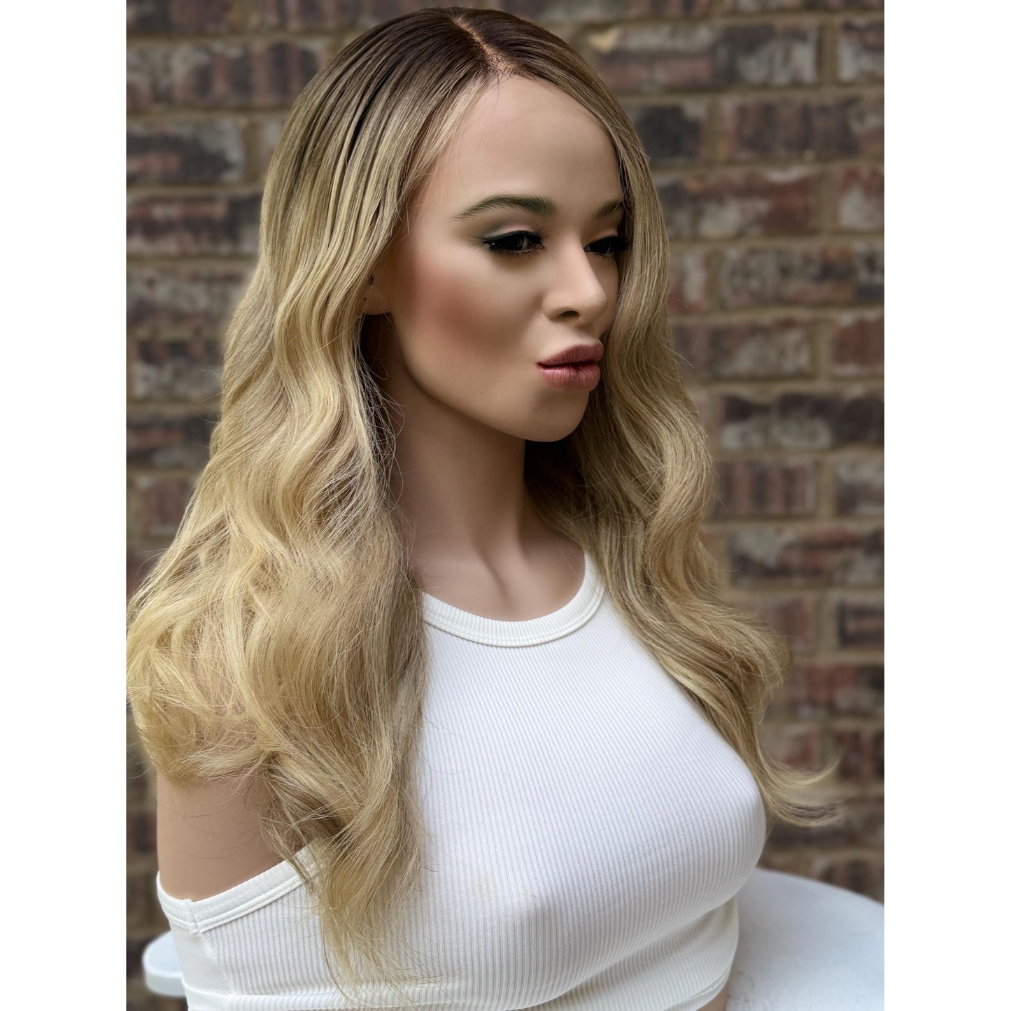 LAUREN Human Hair Blonde Natural Ash Brown Balayage Wig | HD Invisible Transparent Lace Front | 18 inch | Natural Density, Custom Made to Order