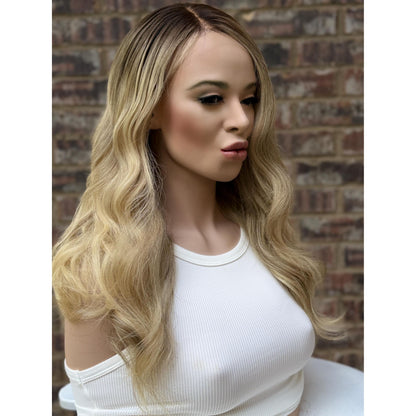 LAUREN Human Hair Blonde Natural Ash Brown Balayage Wig | HD Invisible Transparent Lace Front | 18 inch | Natural Density, Custom Made to Order