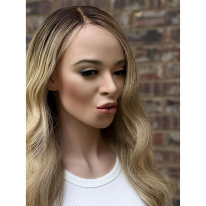LAUREN Human Hair Blonde Natural Ash Brown Balayage Wig | HD Invisible Transparent Lace Front | 18 inch | Natural Density, Custom Made to Order