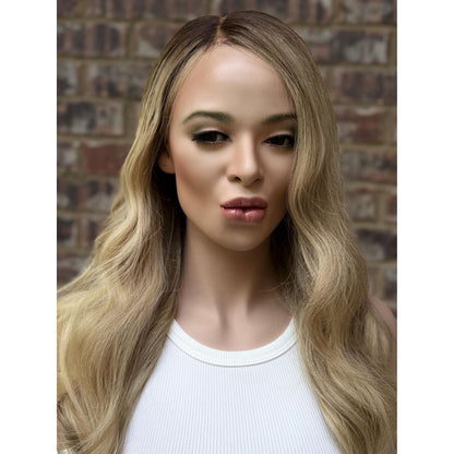 LAUREN Human Hair Blonde Natural Ash Brown Balayage Wig | HD Invisible Transparent Lace Front | 18 inch | Natural Density, Custom Made to Order