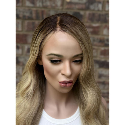 LAUREN Human Hair Blonde Natural Ash Brown Balayage Wig | HD Invisible Transparent Lace Front | 18 inch | Natural Density, Custom Made to Order