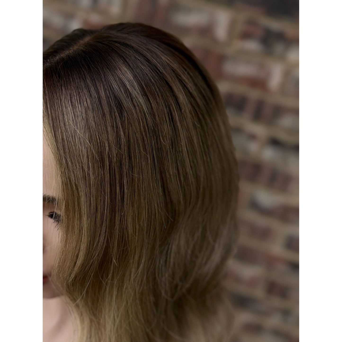 LAUREN Human Hair Blonde Natural Ash Brown Balayage Wig | HD Invisible Transparent Lace Front | 18 inch | Natural Density, Custom Made to Order