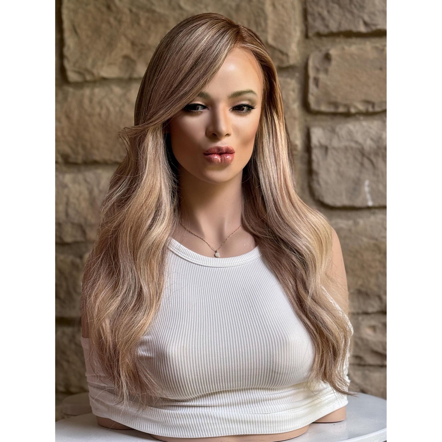 PAIGE Creamy Vanilla Blonde Wig | Ash Brown Soft Natural Roots | HD Invisible Transparent Lace Front | Blond with Balayage | 100% Human Hair, Custom Made to Order