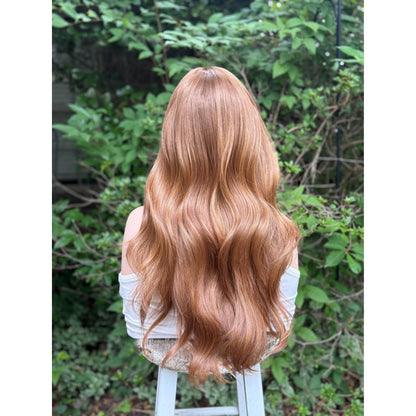 ROBIN Copper Ginger Sun-kissed Rooty Brown Balayage Wig, Lace Front, 13x4 Hand-Tied, Human Hair Blend