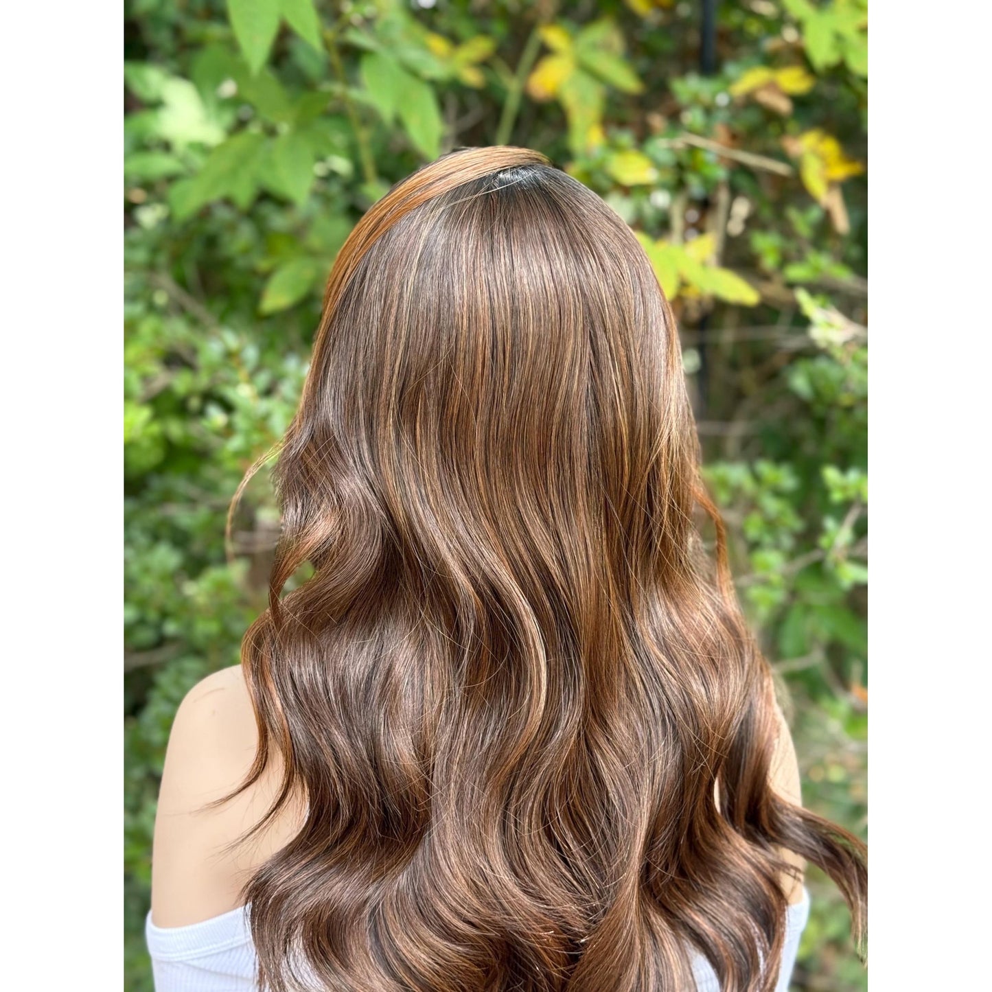 ARDEN Brunette Brown Ginger Balayage Wig, Lace Front, 13x4 Hand-Tied, Human Hair Blend